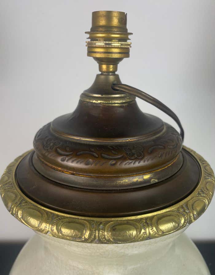 Vase and lamp foot in Chinese porcelain enamelled white cracked ivory - Qing - China XIXth