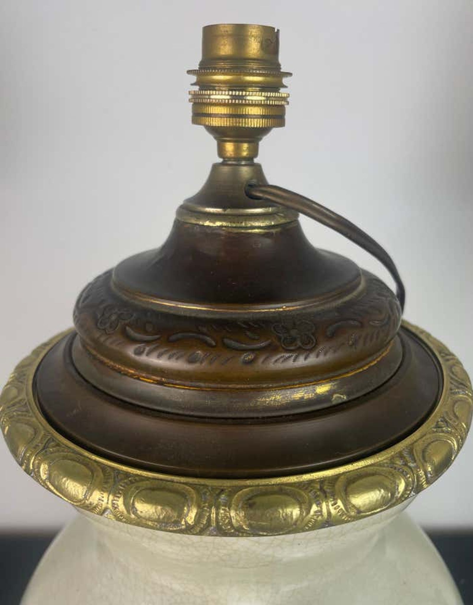 Vase and lamp foot in Chinese porcelain enamelled white cracked ivory - Qing - China XIXth