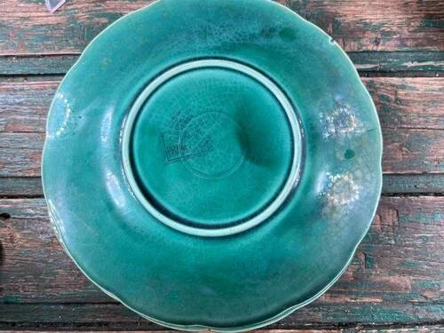 Gien Primefleur green barbotine plates set of 6, 21cm
