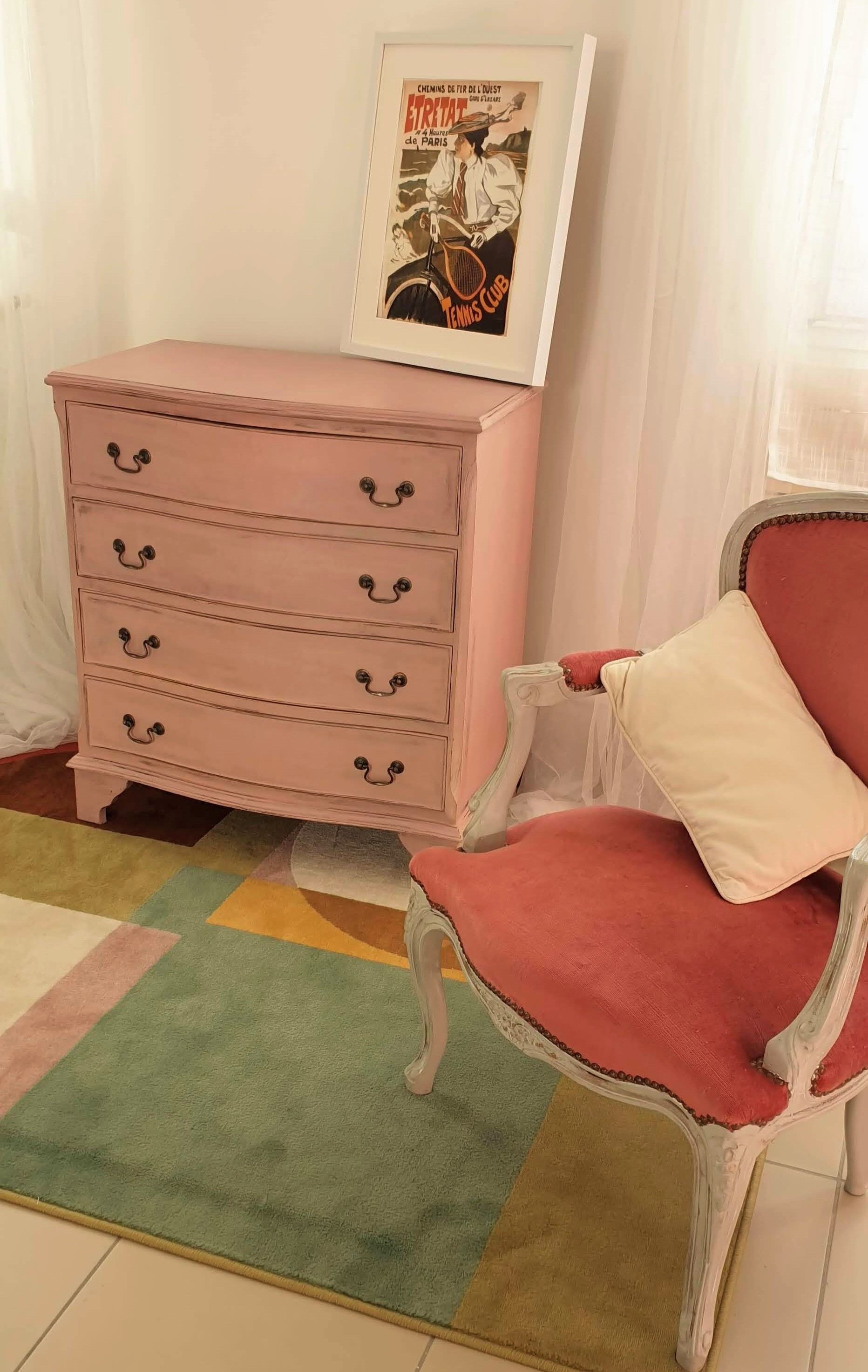Commode anglaise rose shabby
