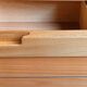 Brutalist bedside table in elm & laminate simat (doubinski brothers). 80's