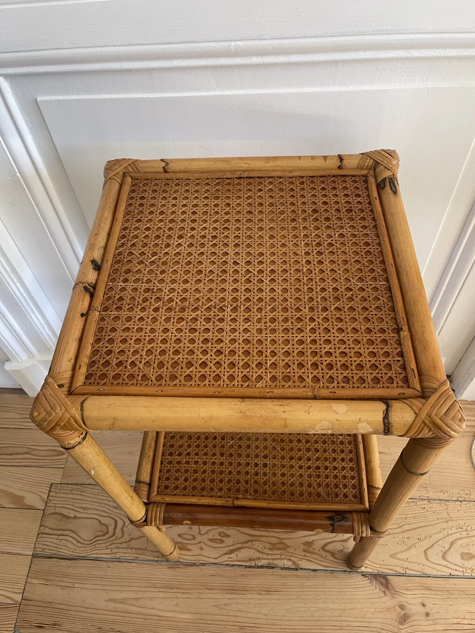 Vintage bamboo and rattan shelf