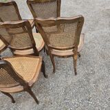 Set of 6 Louis XV chairs in wood and cane