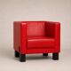 Uchida x Poltrona Frau — Pair of "Moji" armchairs in red leather