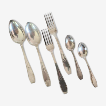 Housewife old cutlery in silver metal X12 people