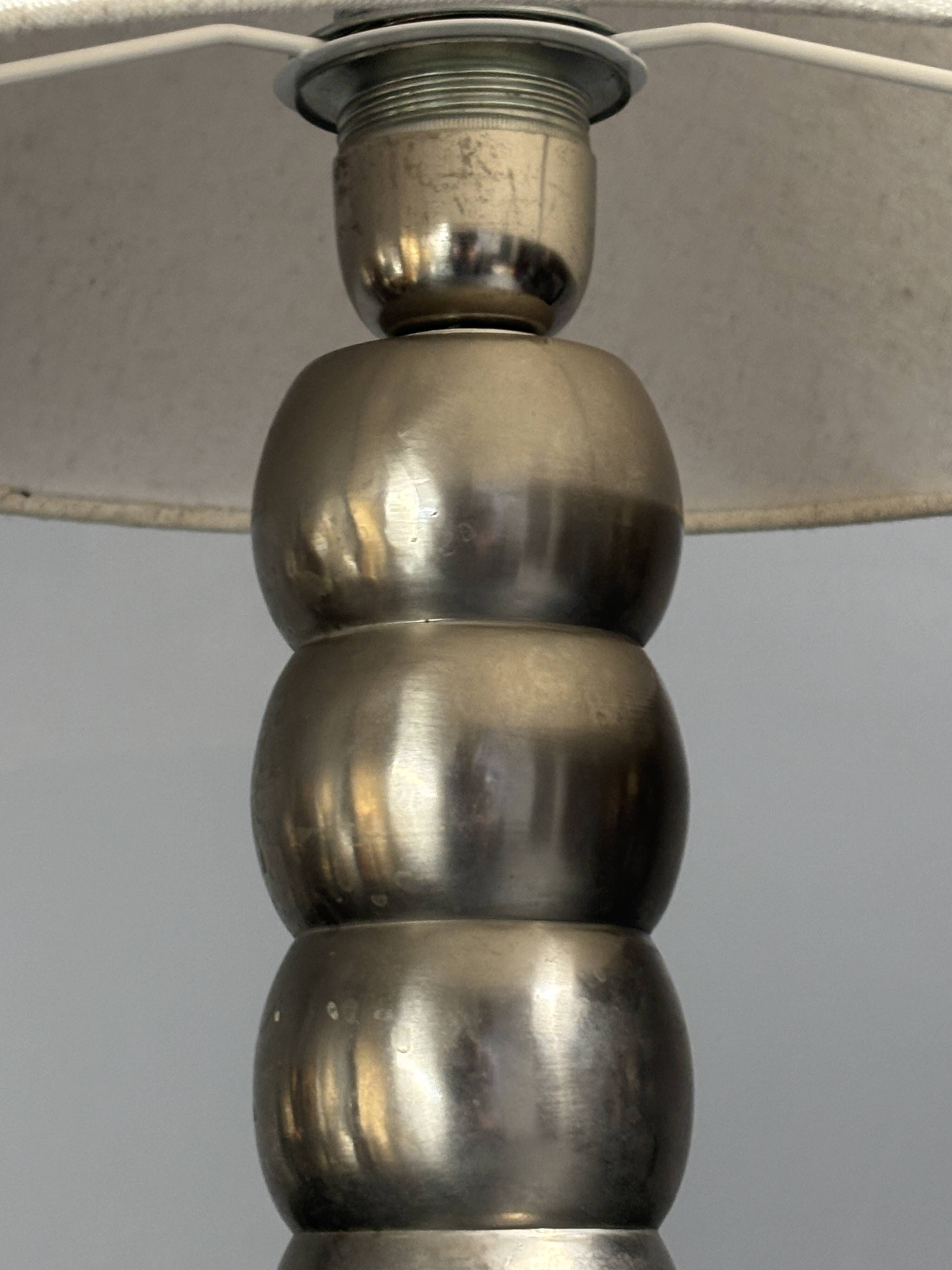Midcentury nickel plated modernist space age bubbly table lamp, 1970s