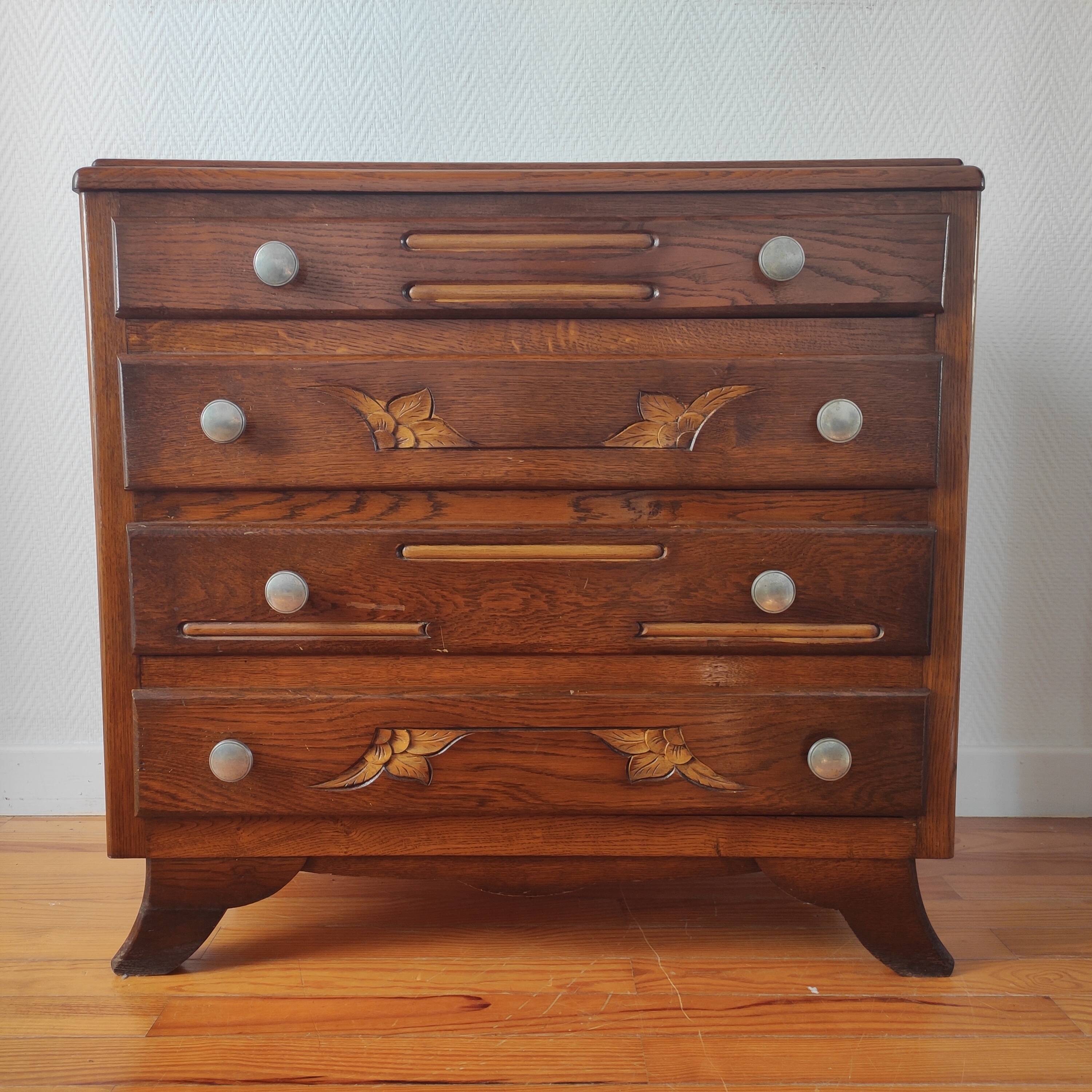 Commode Art déco 1940 en chêne
