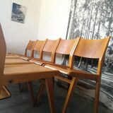 Set of 10 theater chairs wood honey