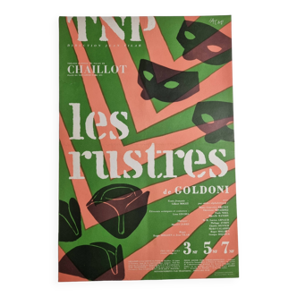 Poster after Jean Carlu (Jacno), the rustics by Goldoni, TNP Chaillot, 1960