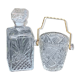 Ice bucket and whiskey decanter made of vintage chiseled transparent glass