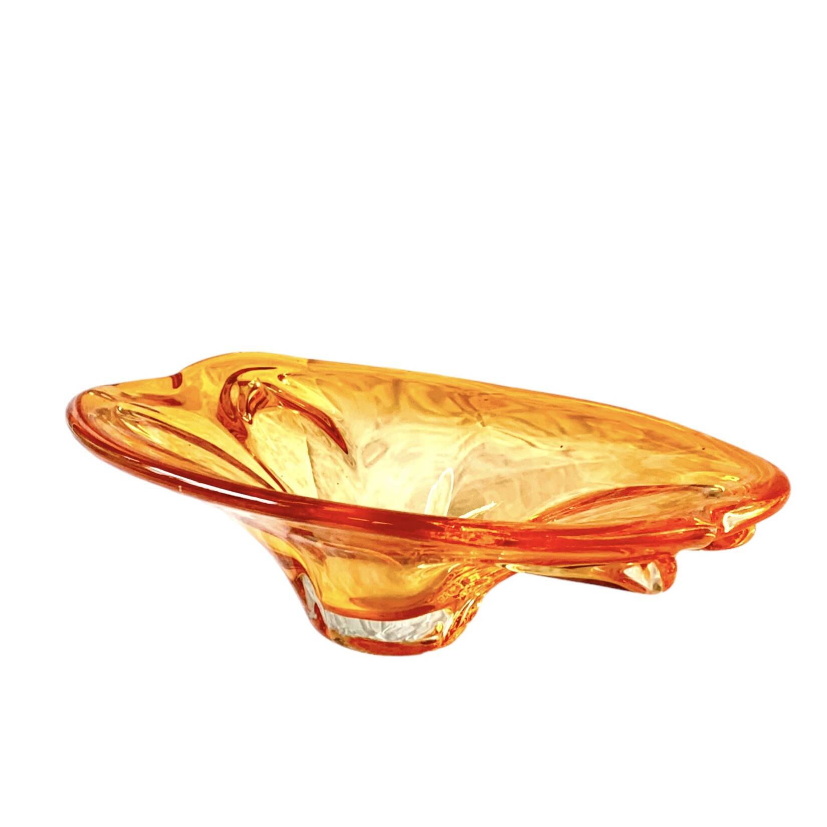 Vide-poche vintage en verre orange