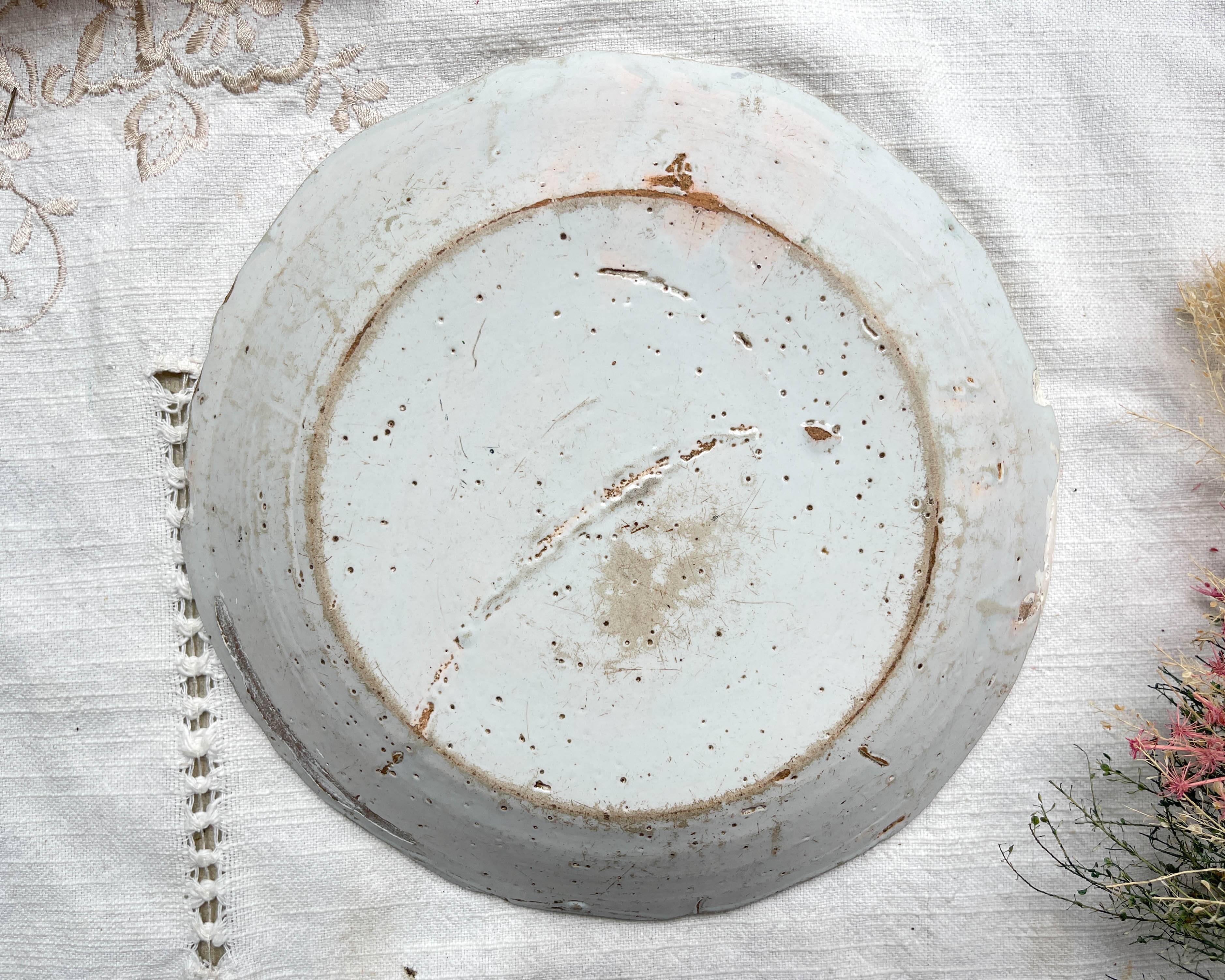 Antique French Earthenware Plate 18th Century NEVERS Floral Pattern