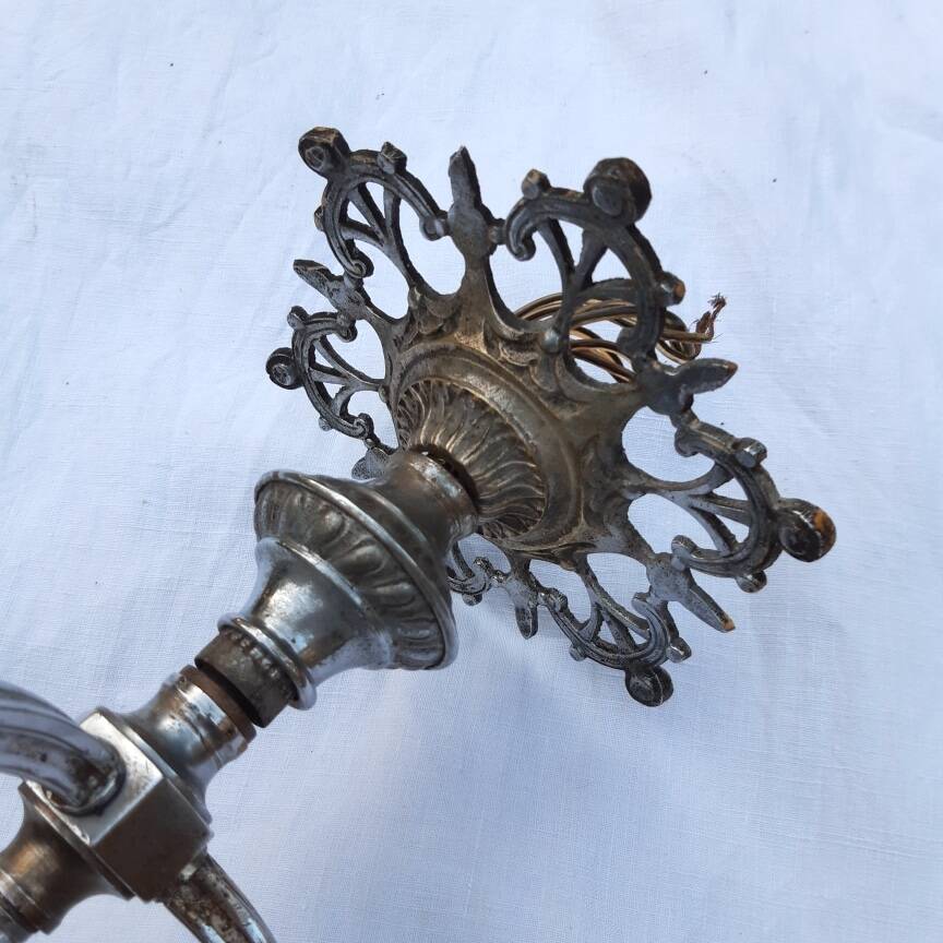 large chandelier 1900 in silvered metal