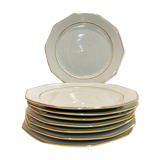 8 plates in white and golden porcelain ctogonales winterling marktleuthen bavaria