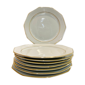 4 assiettes en porcelaine blanche et doré ctogonales winterling marktleuthen bavaria