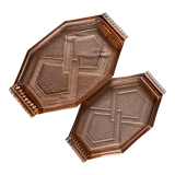 Set of 2 Art Deco glass trays