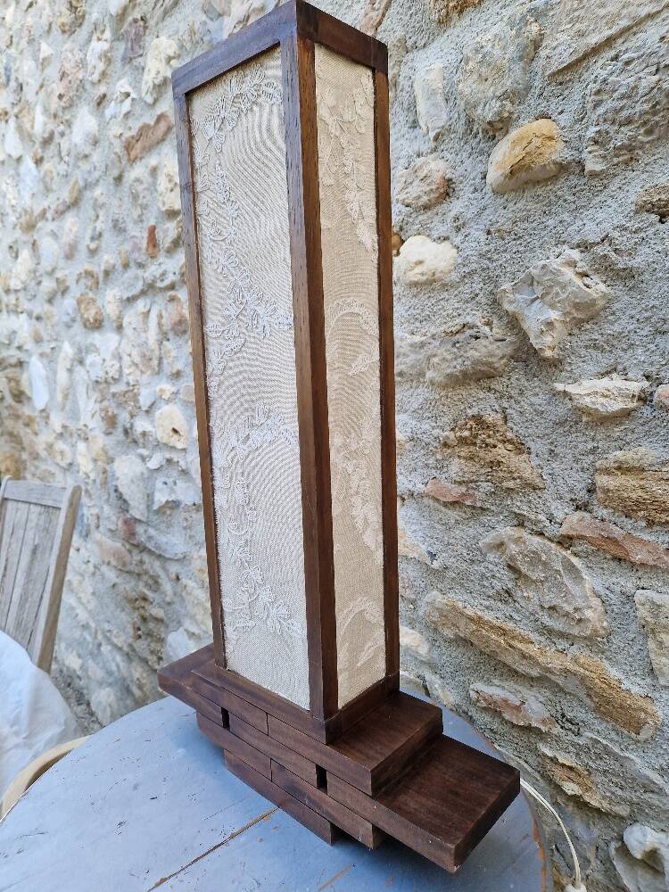 Wood and fabric table lamp