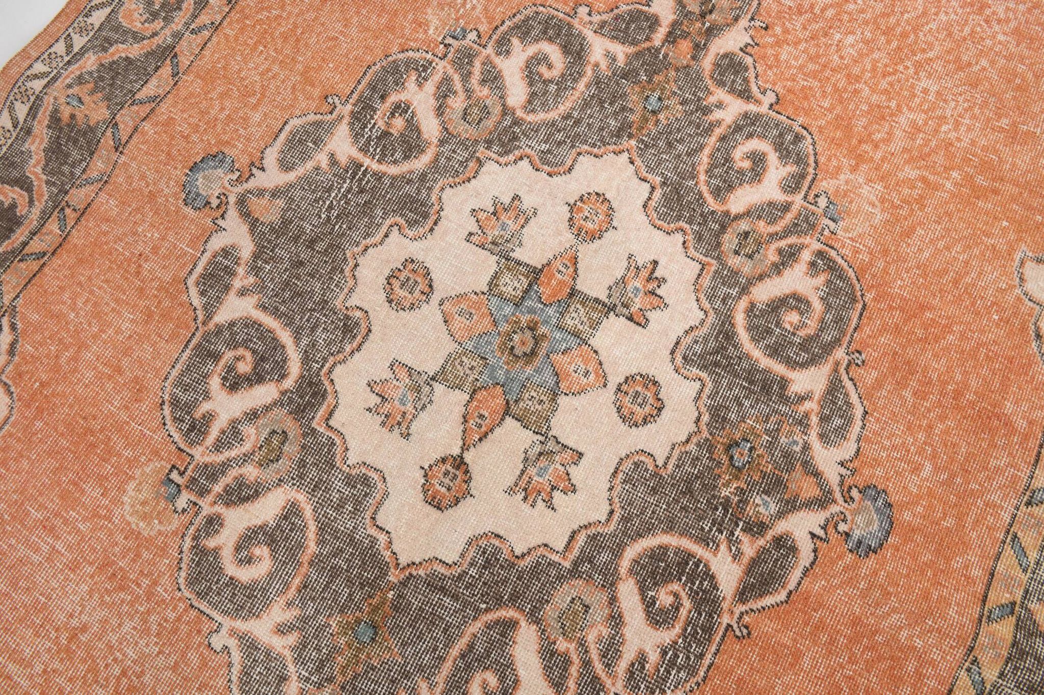 Pale Red & Brown Large Antique Turkish Rug, 157x299Cm