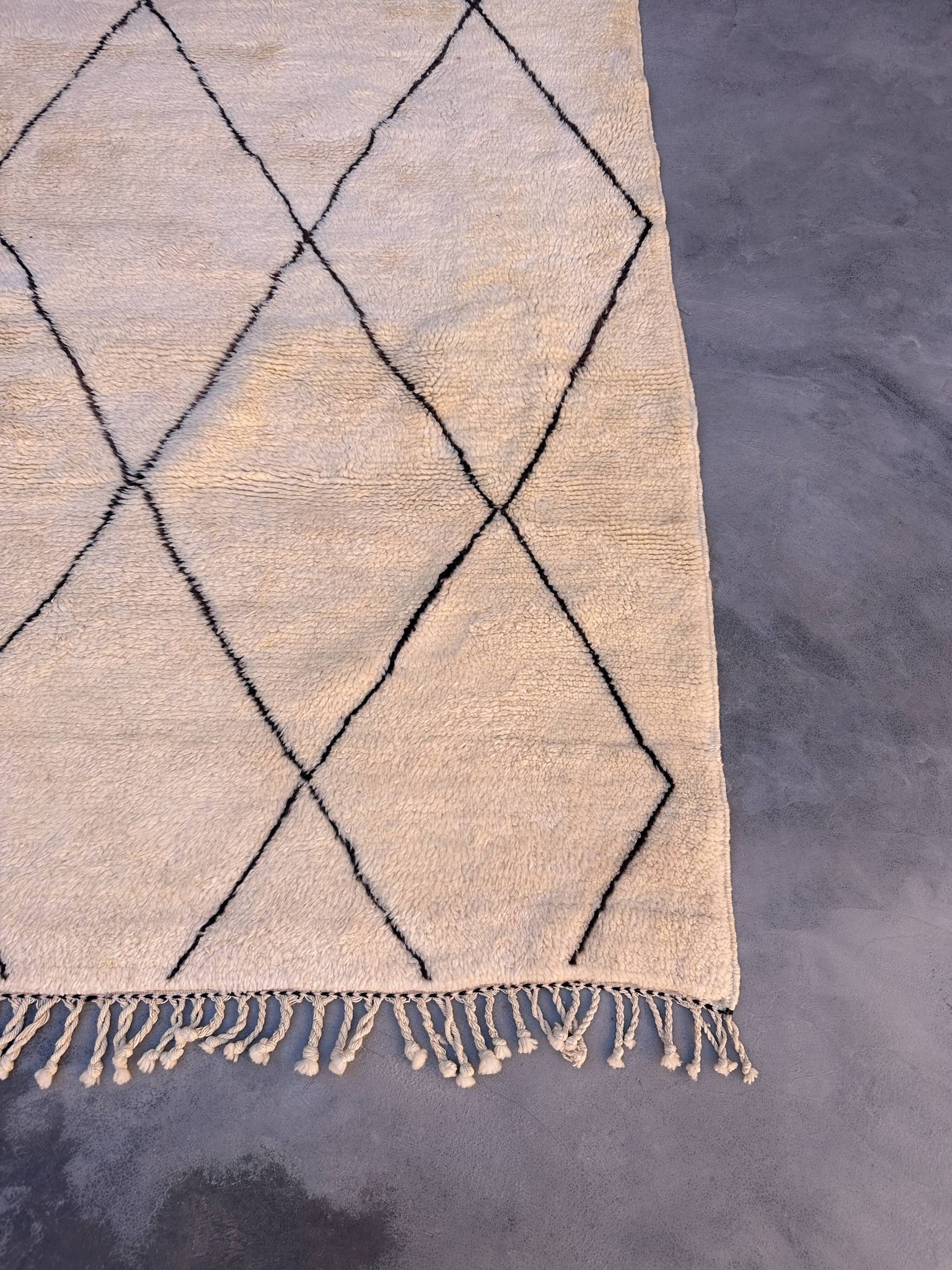 Tapis Marocain Beni M'Rirt blanc - 26 x 304 cm