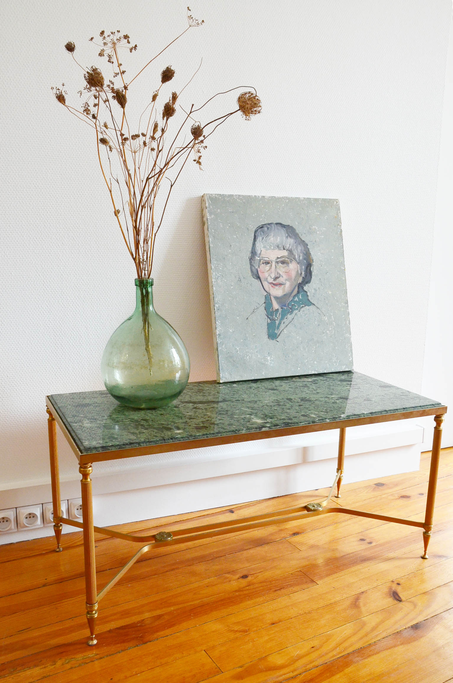 60s green marble coffee table in neoclassical style