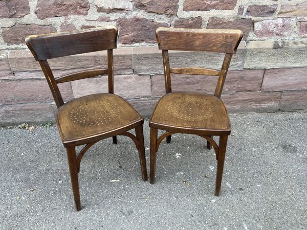 Paire de chaises de brasserie bois courbé