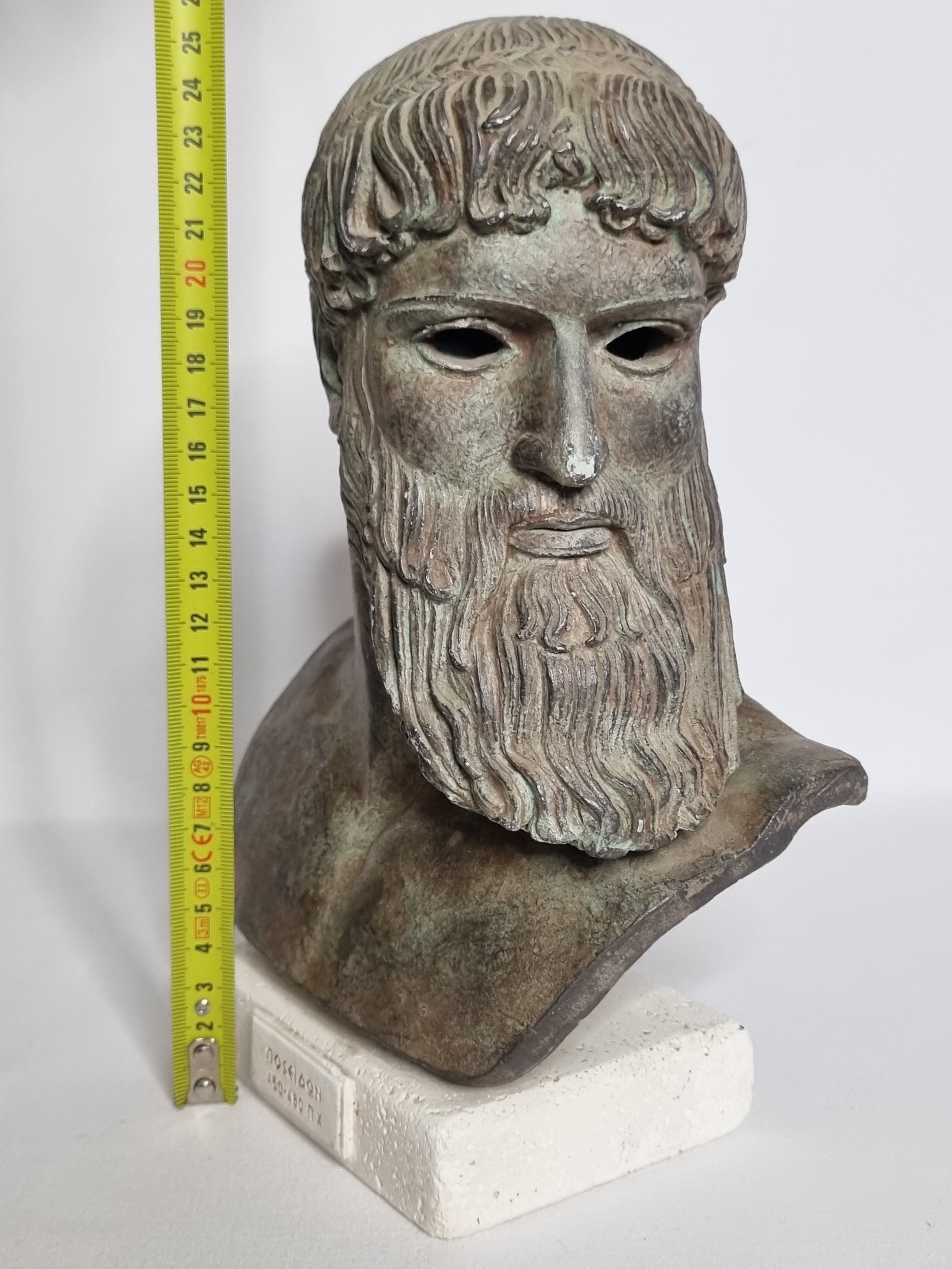 Bust of Poseidon in patinated plaster on plaster base,