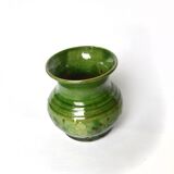 Vase artisanal en terre vernissée vert