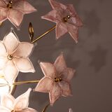 Murano vintage ceiling light pink flowers, 1970s