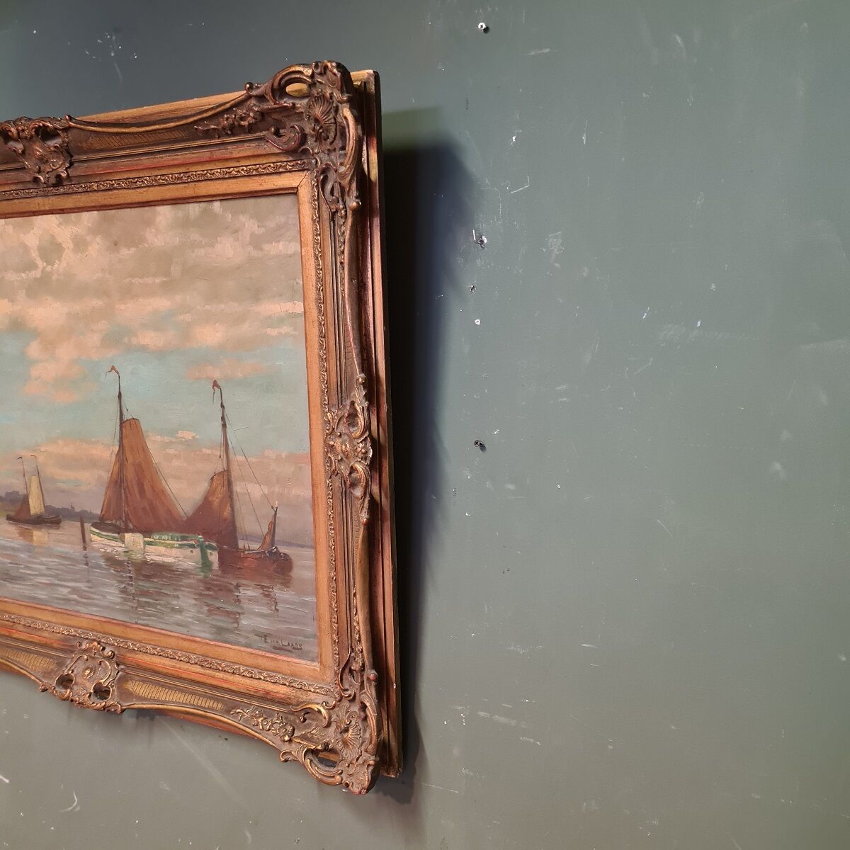 E. Van Laars Boats On  a Lake, mid 20th Century