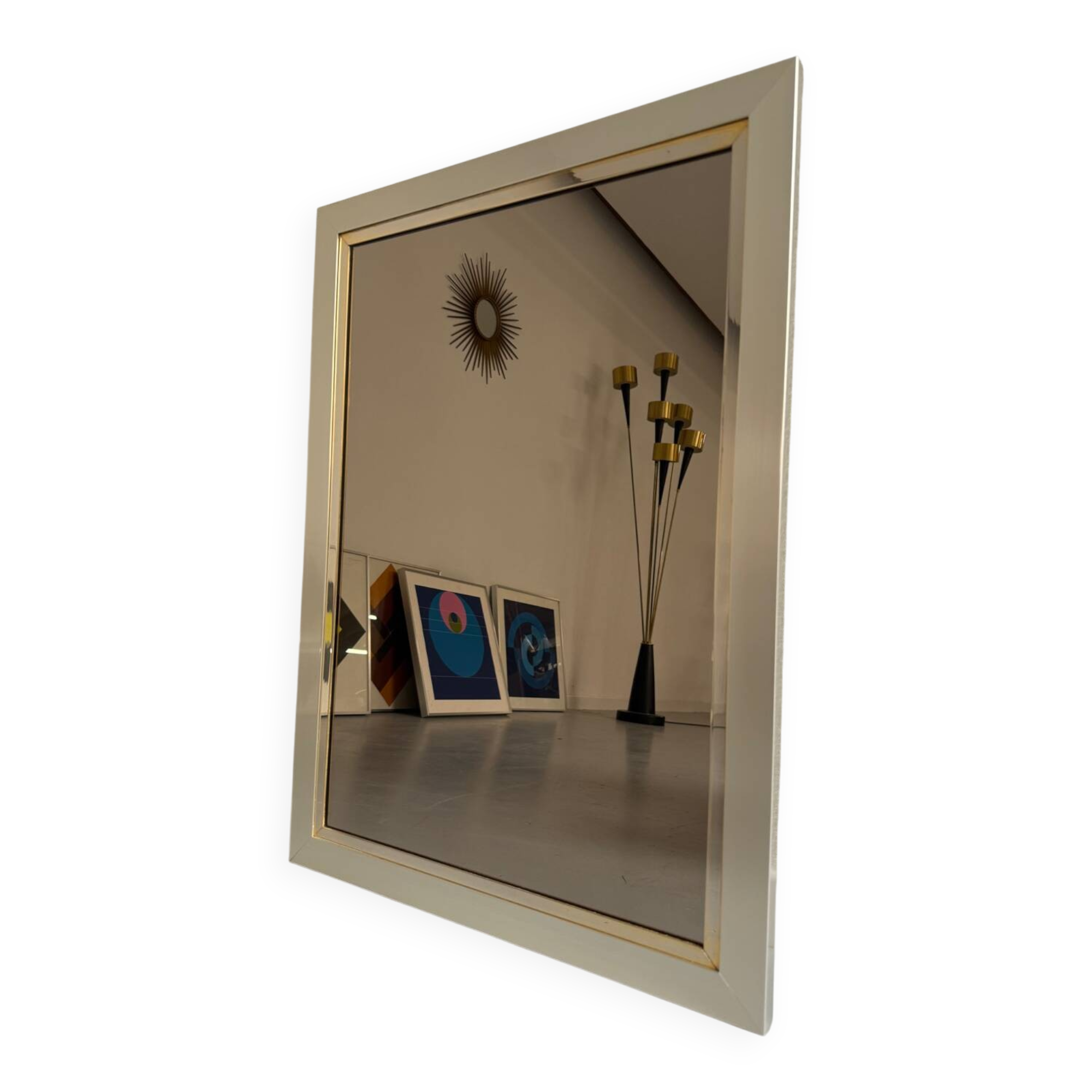 Old Belgo Chrome mirror bronze glass design from the 70s vintage