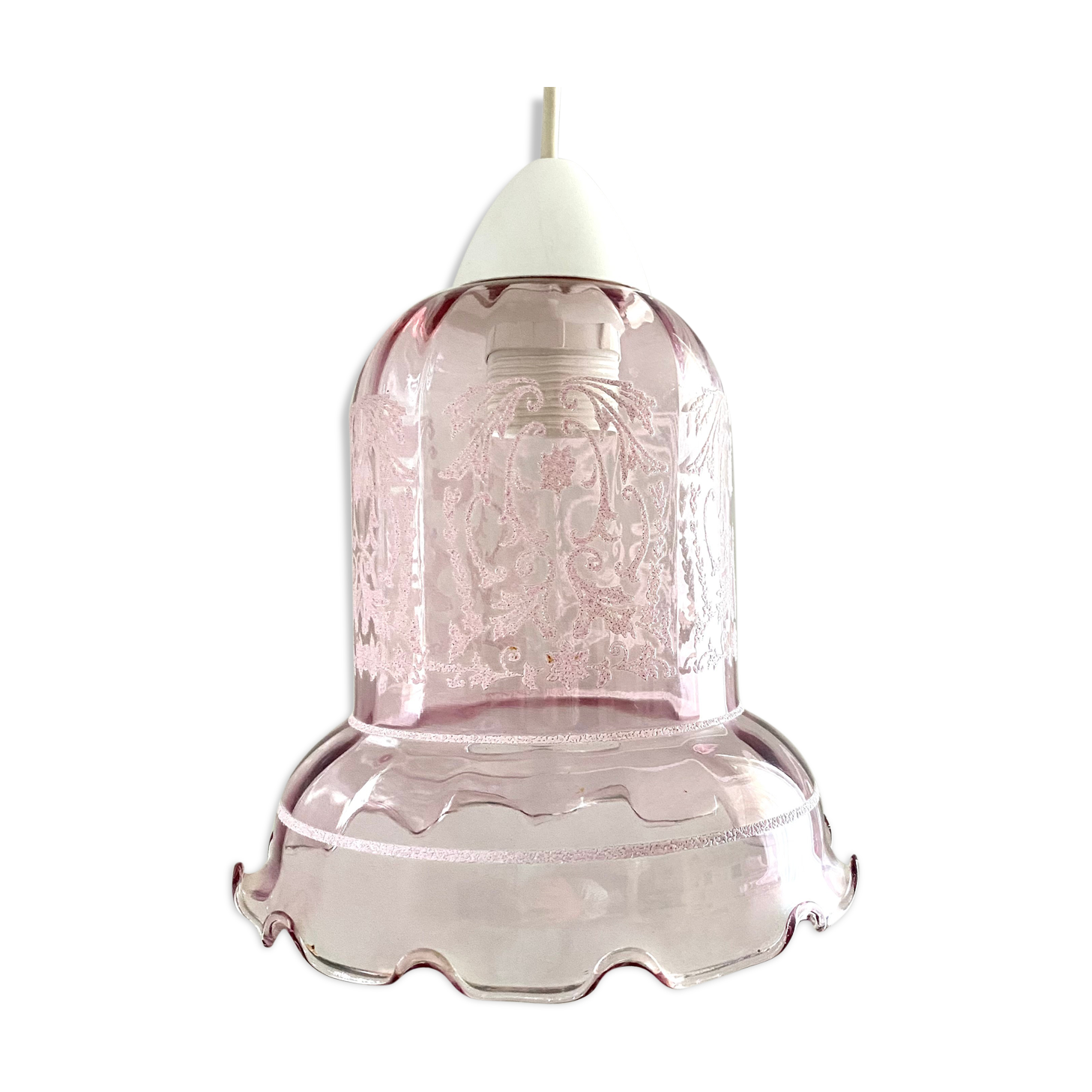 Suspension vintage en verre rose