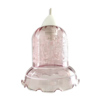 Vintage pink glass pendant lamp
