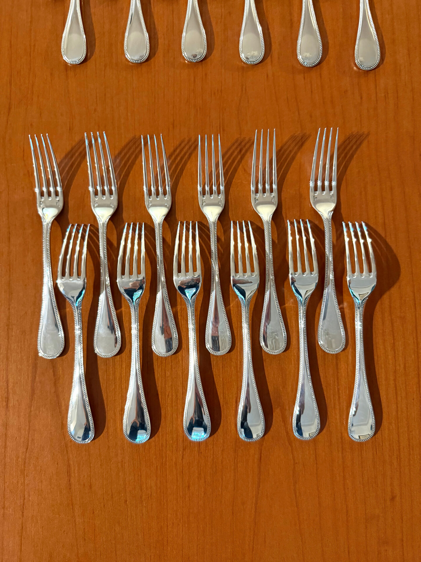 Christofle pearls, dessert cutlery 12 forks 12 spoons 17cm