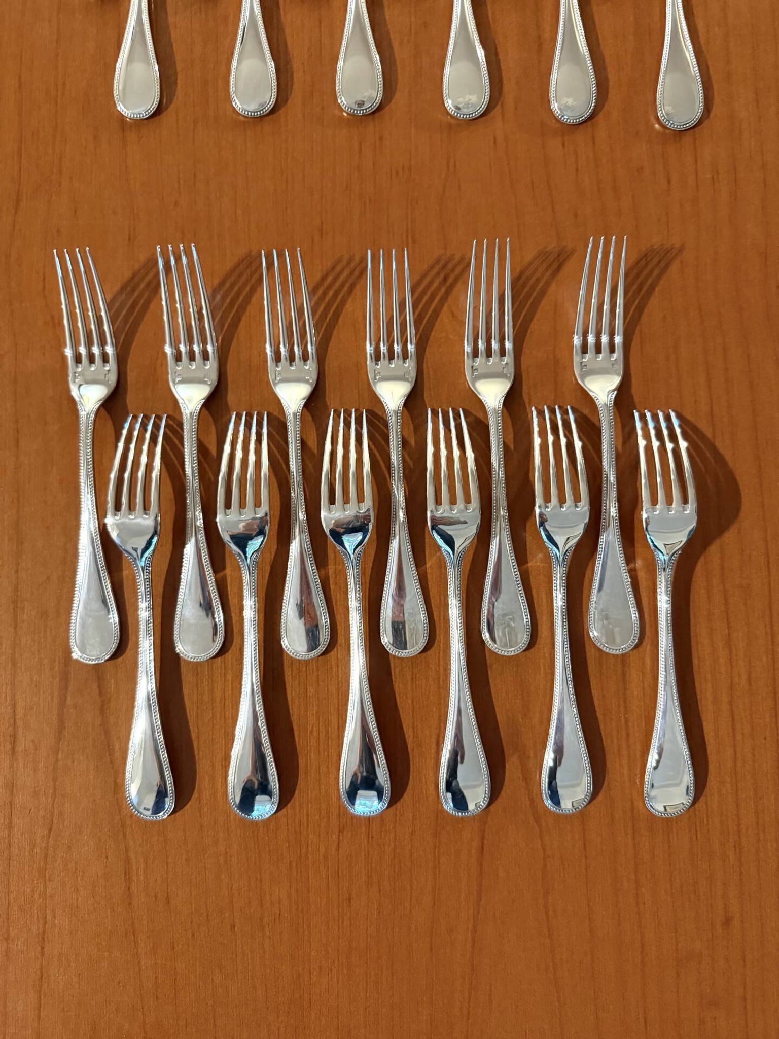 Christofle pearls, dessert cutlery 12 forks 12 spoons 17cm
