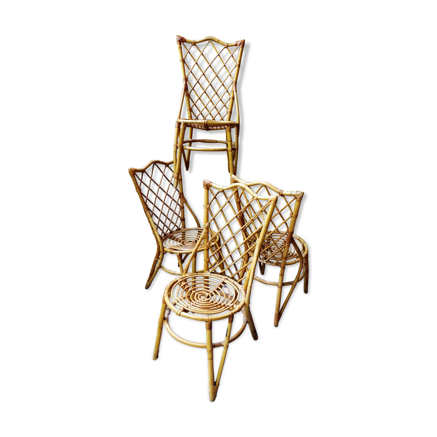 Suite of 4 chairs in rattan Louis Sognot