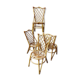 Suite of 4 chairs in rattan Louis Sognot