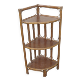 Vintage bamboo and rattan corner shelf 1970