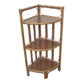 Étagère d'angle bambou et rotin vintage 1970