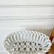 Woven white ceramic fruit bowl