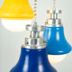 Multicolored waterfall suspension chandelier. Italy 70s