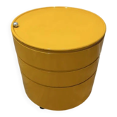 Vintage Yellow Opal Cylinder Bar Cabinet on Castors 1960s Space Age Storage