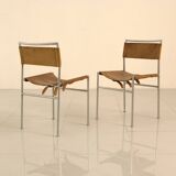 Set of 4 cognac leather chairs DLG Martin Visser 60's