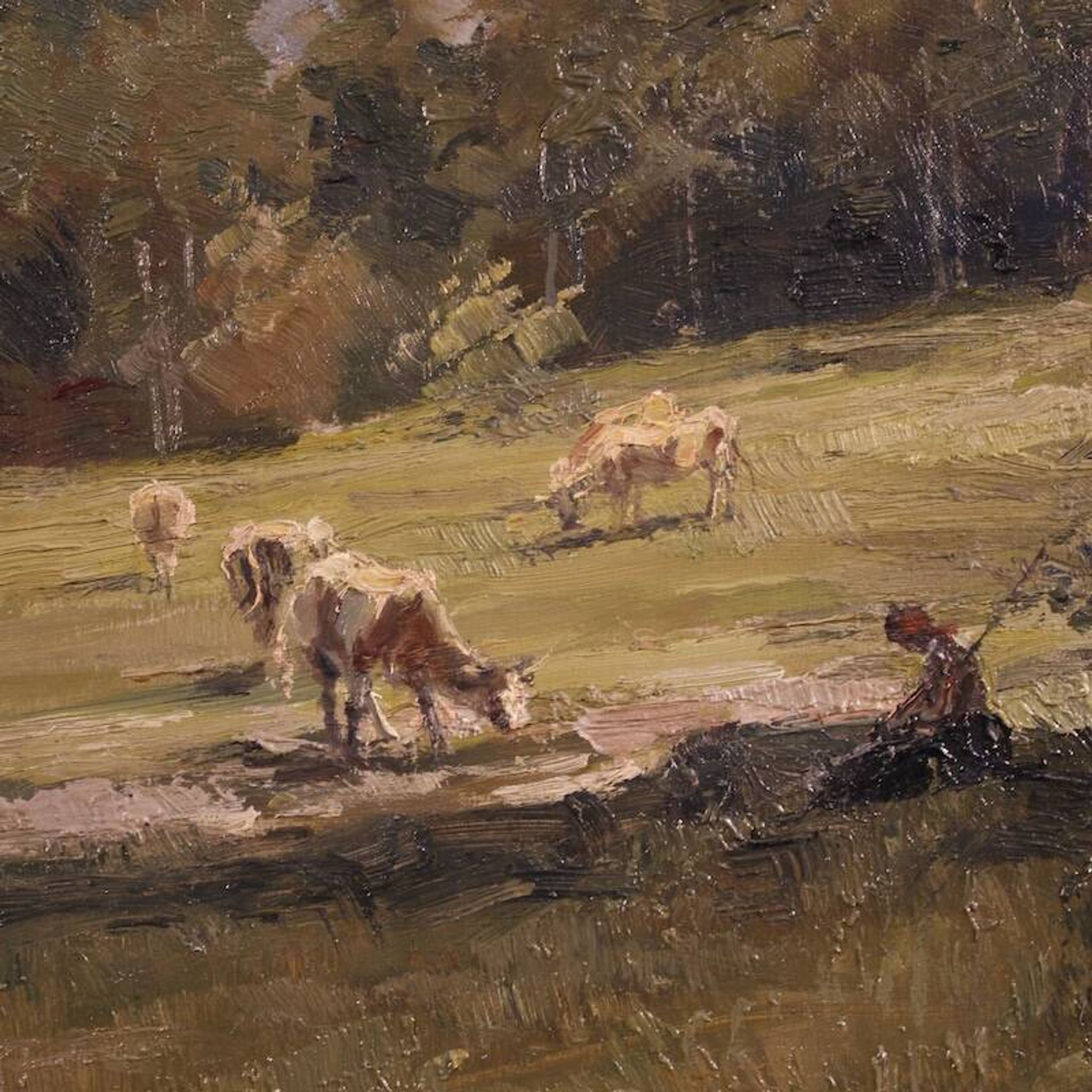 Italian landscape painting signed Giuseppe Gheduzzi from the 20th century