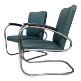 Set of 2 Green Mauser tubular chairs model RS7 Bauhaus 1930s