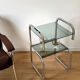 Vintage side table in smoked glass and chrome