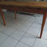Vintage farm table, beech base and belt, pitch pine top.
