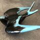 Vintage swallow in two-tone black and blue enameled ceramic