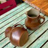 Set of 2 large vintage stoneware pitchers