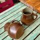 Set of 2 large vintage stoneware pitchers
