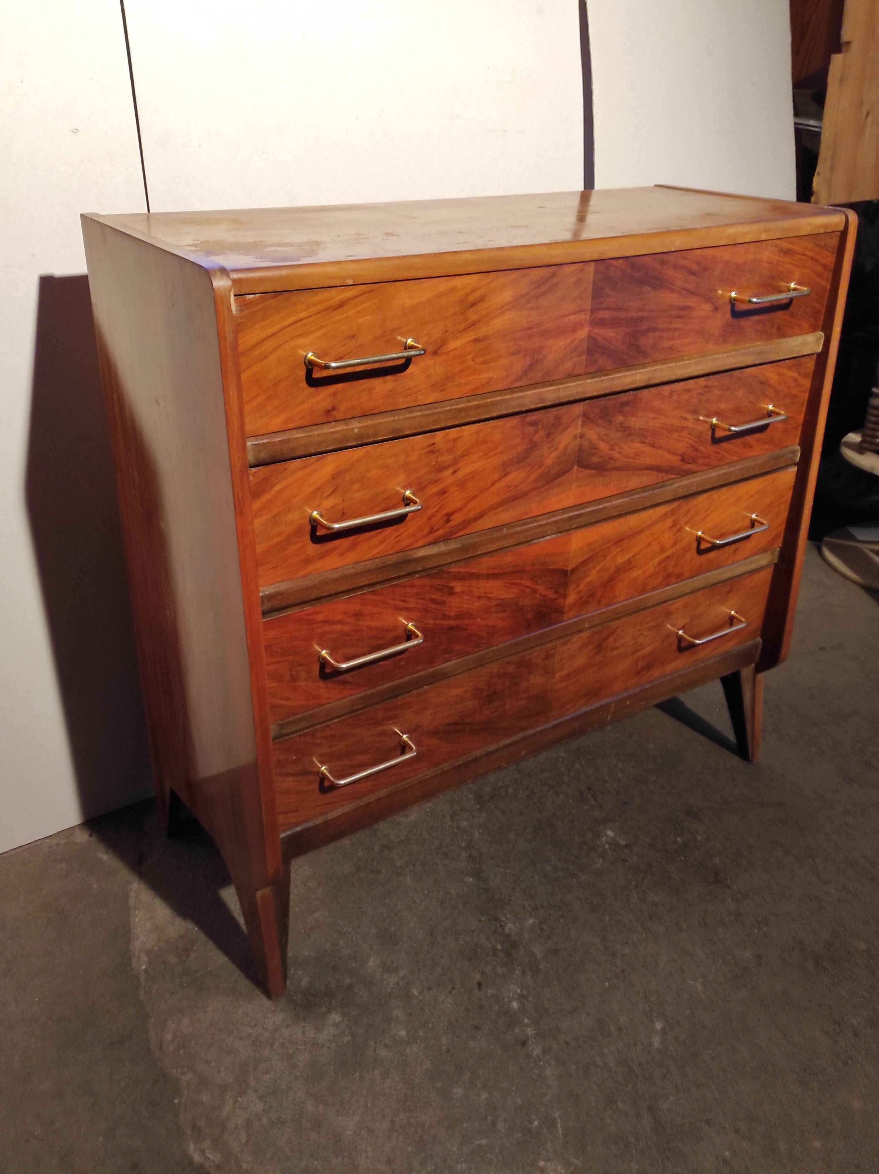 Commode vintage 4 tiroirs pieds compas